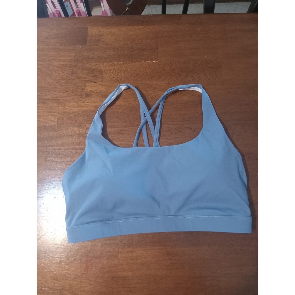 Running‎ Girl Strappy Back Sports Bra Blue/white  Size Large Removable Pads